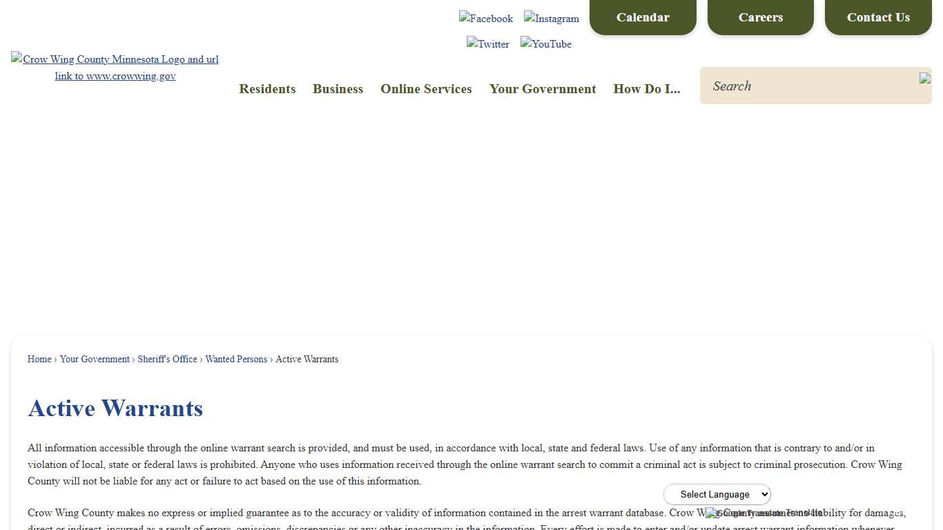 Active Warrants | Crow Wing County, MN - Official Website